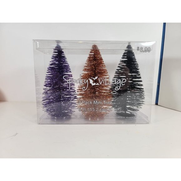New Pack of 2 Glitter Bristle Bottle Brush Trees Glitter Black, Orange 6" each - Picture 1 of 5